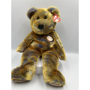 Ty Clubby II 2 Teddy Bear Beanie Buddy Gold Royal Blue Club Member Stuffed Plush